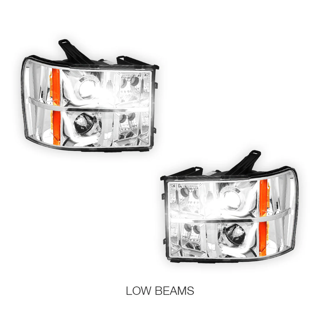 GMC Sierra 3500 Denali / SLE / SLT (2007 - 2014) LED DRL Projector Headlights LH + RH - Image 4