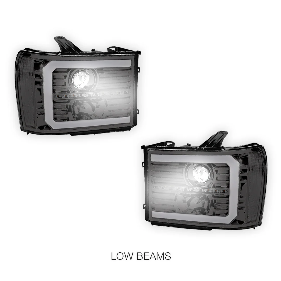 GMC Sierra 3500 Denali / SLE / SLT (2007 - 2014) LED DRL Sequential Signal Projector Headlights LH + RH - Image 10