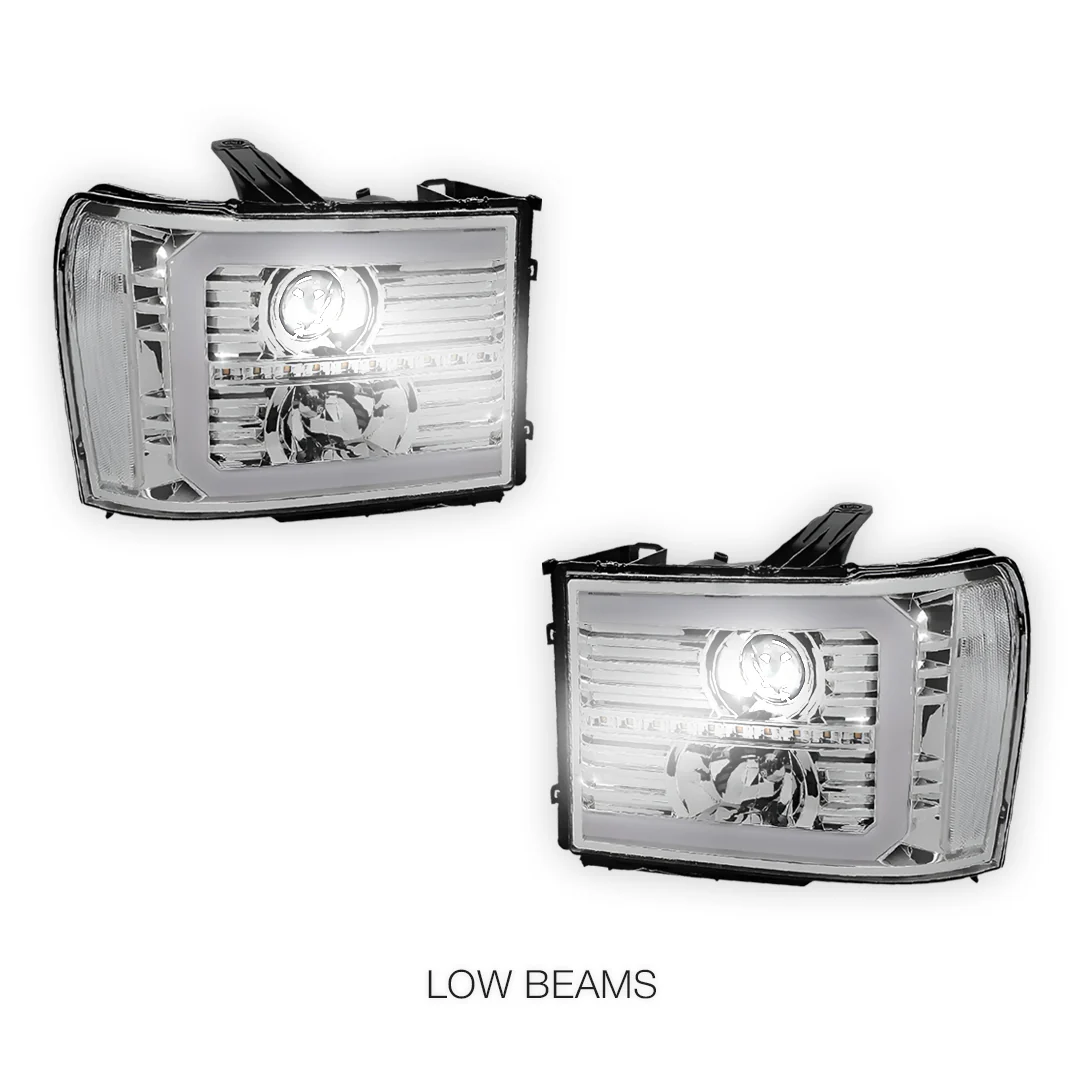 GMC Sierra 3500 Denali / SLE / SLT (2007 - 2014) LED DRL Sequential Signal Projector Headlights LH + RH - Image 16