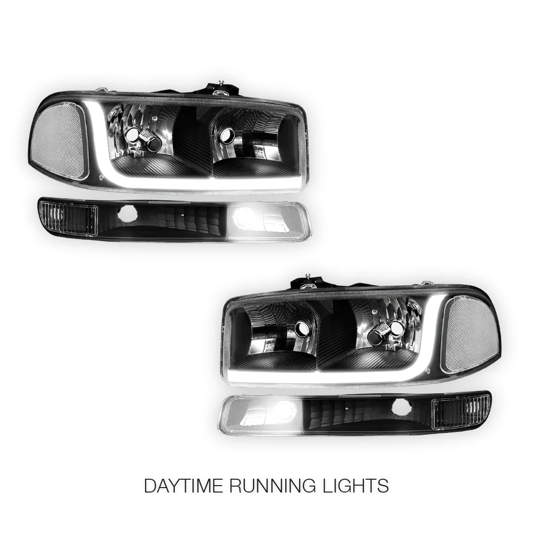 GMC Sierra 3500 SL / SLE / SLT (2001 - 2007) LED DRL Headlights LH + RH - Image 14