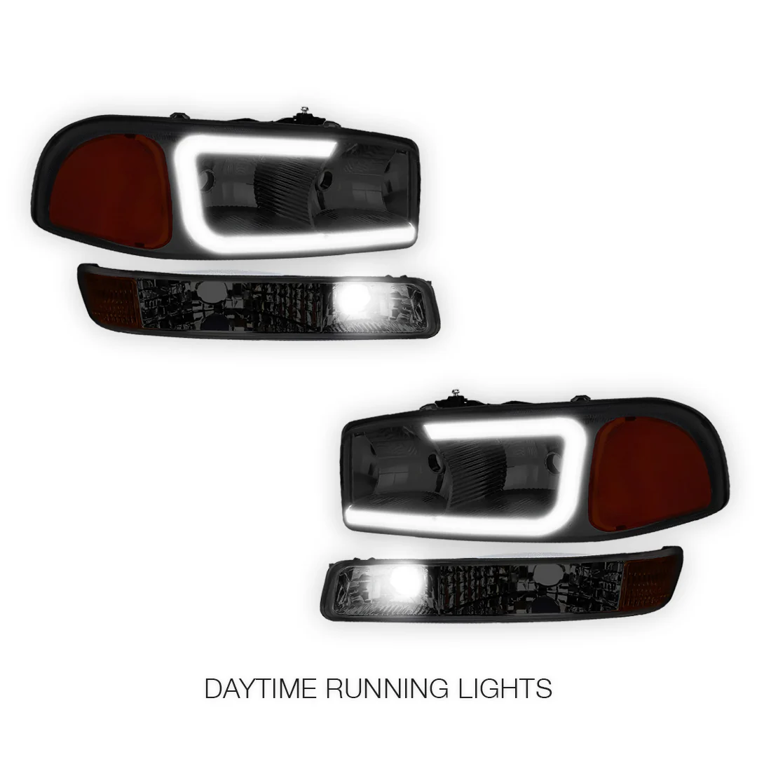 GMC Sierra 3500 SL / SLE / SLT (2001 - 2007) Pair LED DRL Headlights LH + RH - Image 2