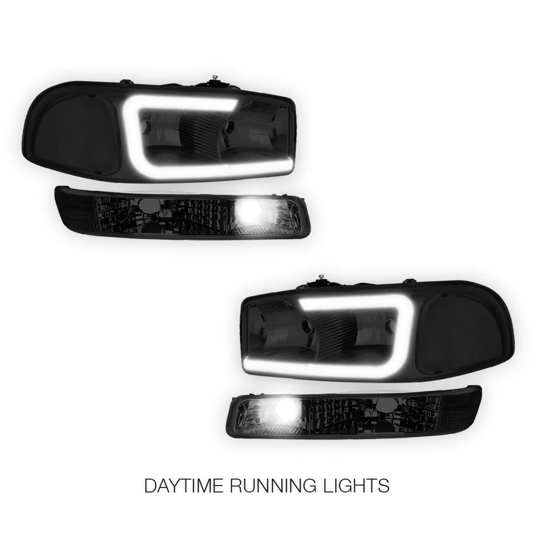 GMC Sierra 3500 SL / SLE / SLT (2001 - 2007) Pair LED DRL Headlights LH + RH - Image 32