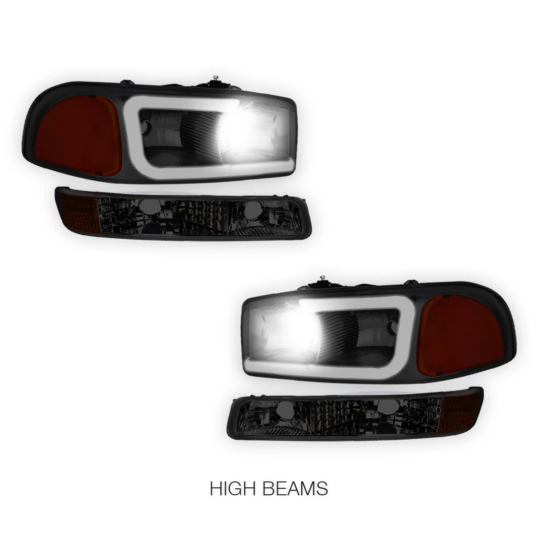 GMC Sierra 3500 SL / SLE / SLT (2001 - 2007) Pair LED DRL Headlights LH + RH - Image 5