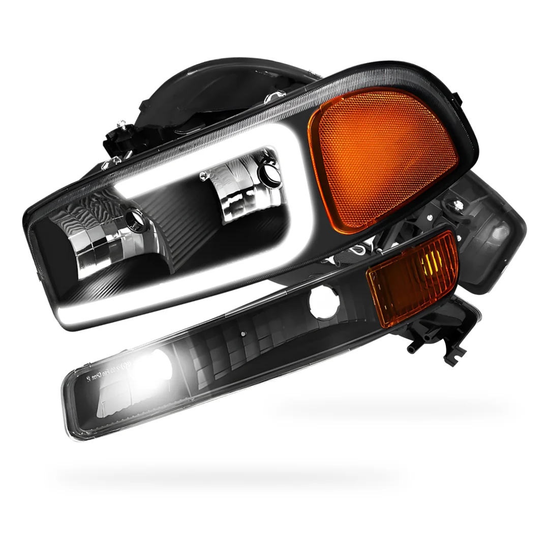 GMC Sierra 3500 SL / SLE / SLT (2001 - 2007) Pair LED DRL Headlights LH + RH - Image 7