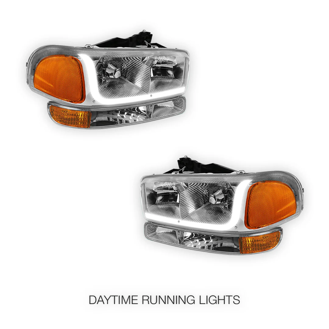 GMC Yukon XL 1500 SLE / SLT (2000 - 2006) LED DRL Headlights LH + RH - Image 26