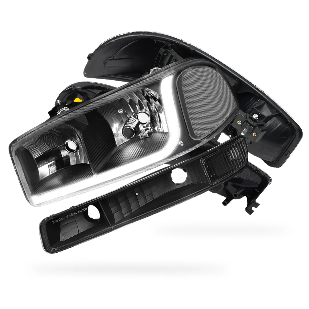 GMC Yukon XL 1500 SLE / SLT (2000 - 2006) LED DRL Headlights LH + RH - Image 7