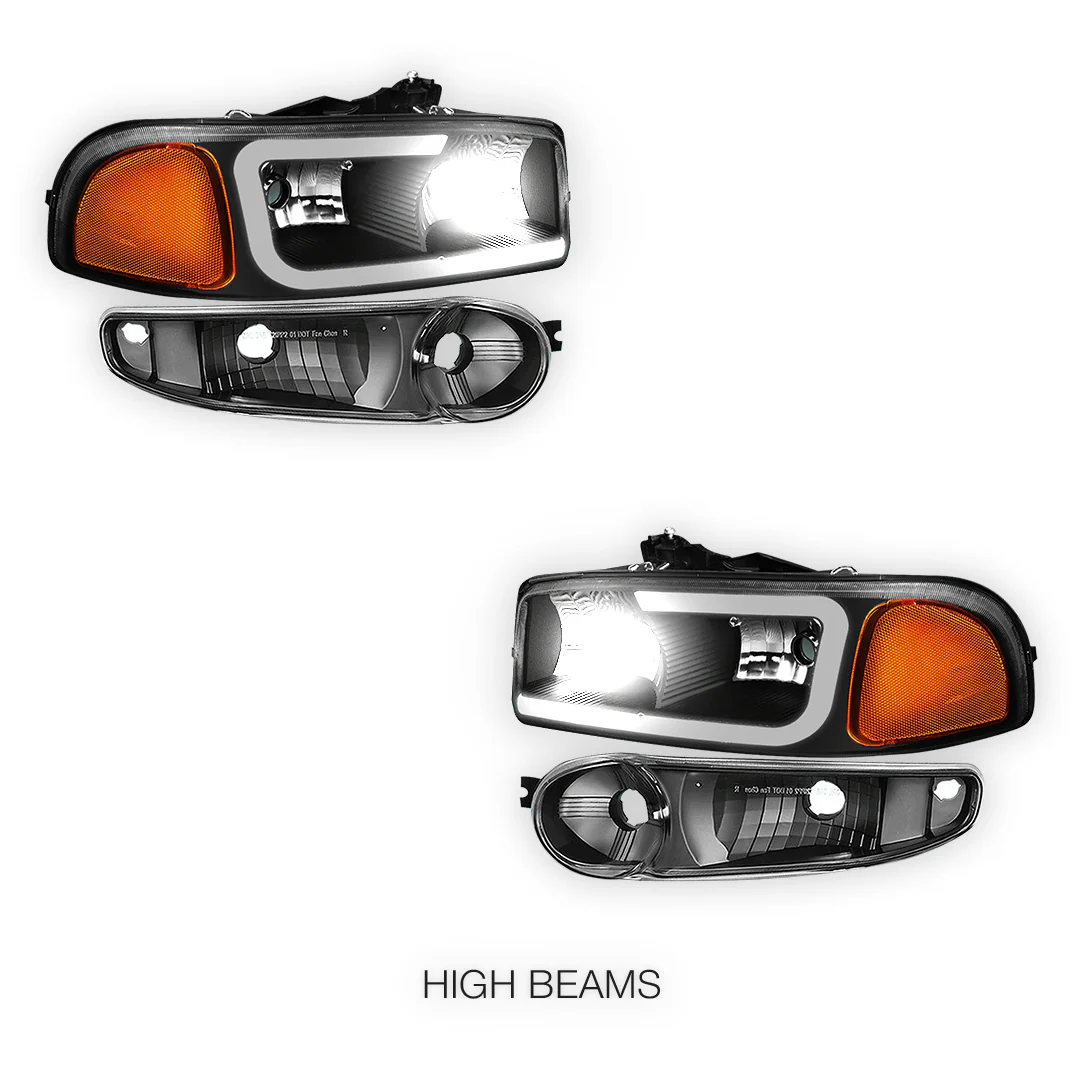 GMC Yukon XL 1500 SLE / SLT (2001 - 2006) LED DRL Headlights LH + RH - Image 11