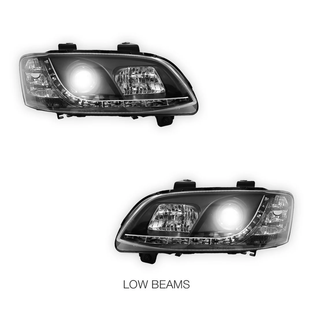 Holden Commodore VE Series 2 HSV (2009 - 2013) Black DRL LED Projector Headlights LH + RH - Image 4