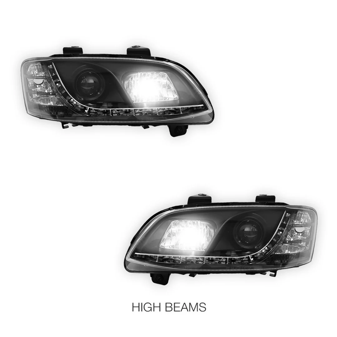 Holden Commodore VE Series 2 HSV (2009 - 2013) Black DRL LED Projector Headlights LH + RH - Image 5