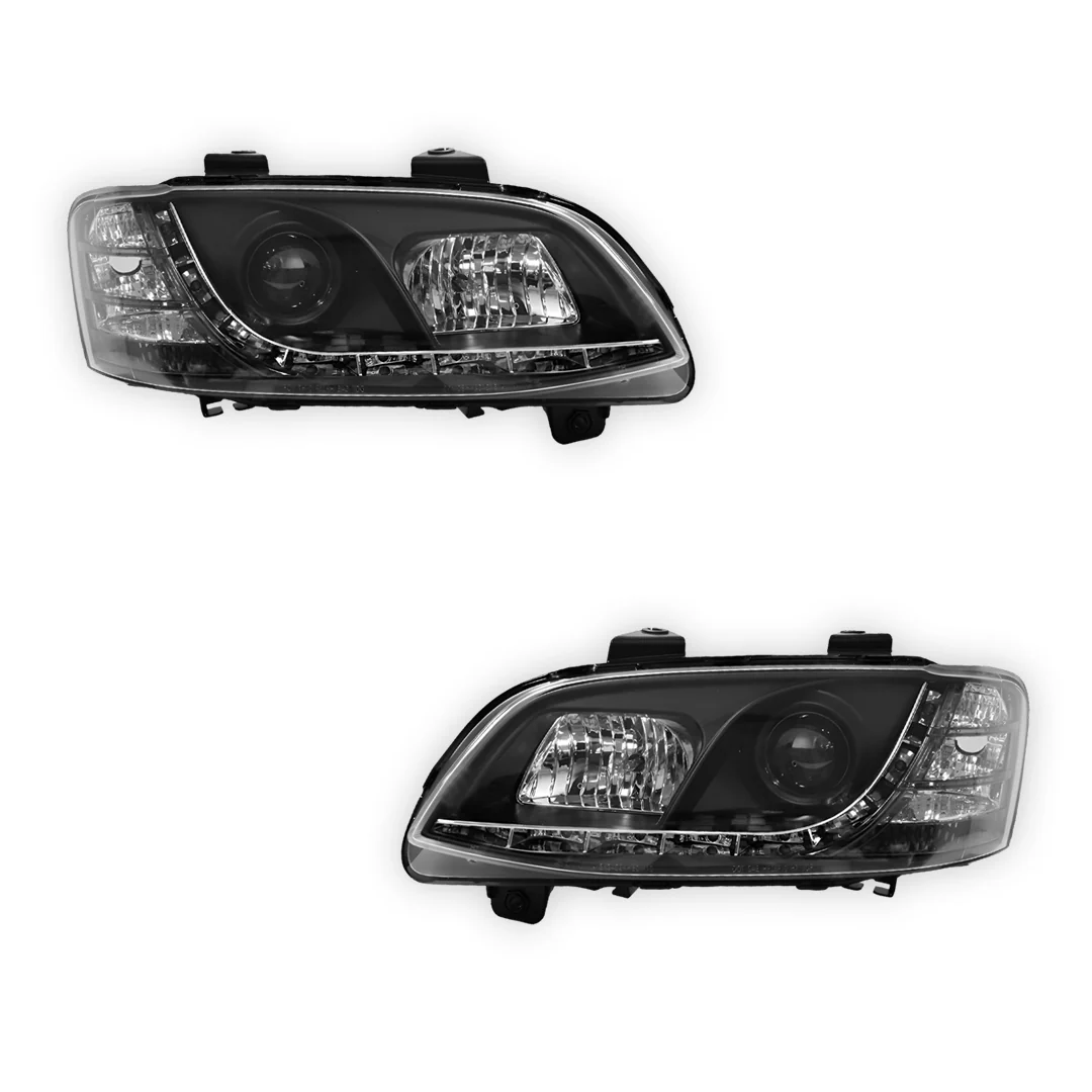 Holden Commodore VE Series 2 HSV (2009 - 2013) Black DRL LED Projector Headlights LH + RH - Image 6