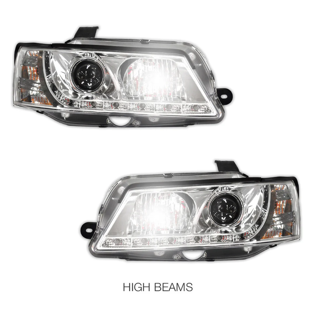 Holden Commodore VY HSV (2002 - 2006) Crystal DRL LED Projector Headlights LH + RH - Image 5
