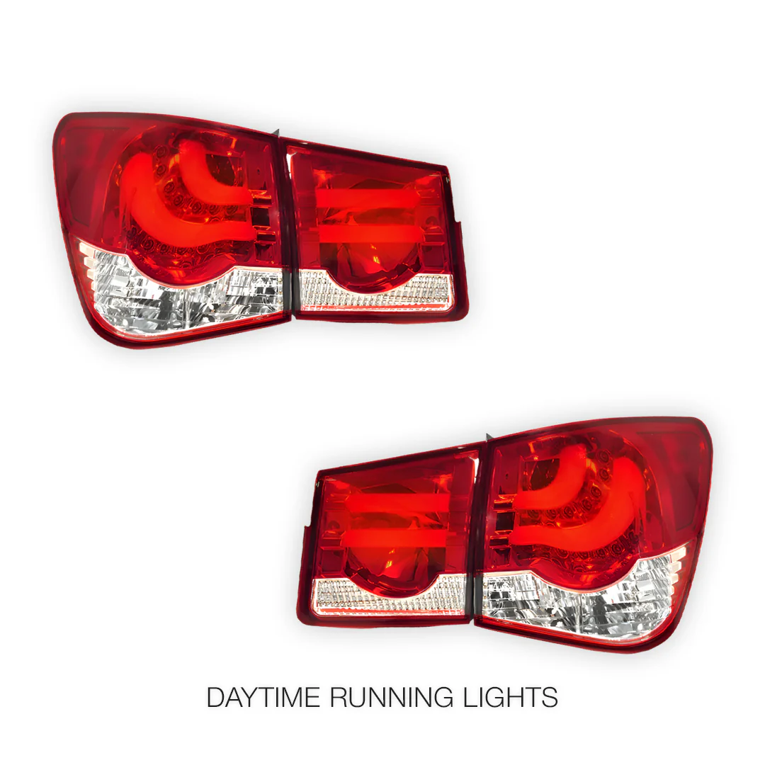 Holden Cruze JG / JH (2009 - 2016) Clear Red 3D LED Stripe Bar Tail Lights LH + RH - Image 3