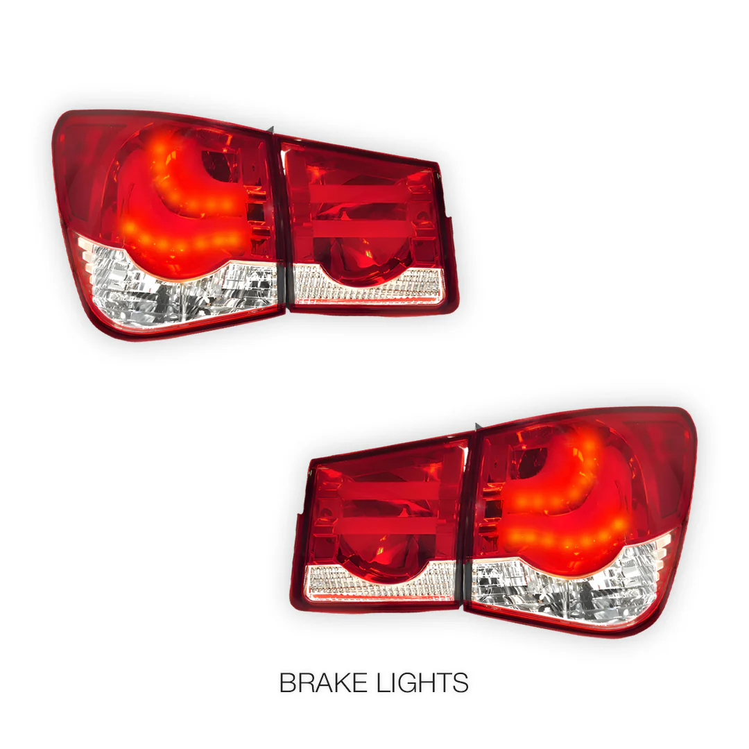 Holden Cruze JG / JH (2009 - 2016) Clear Red 3D LED Stripe Bar Tail Lights LH + RH - Image 4