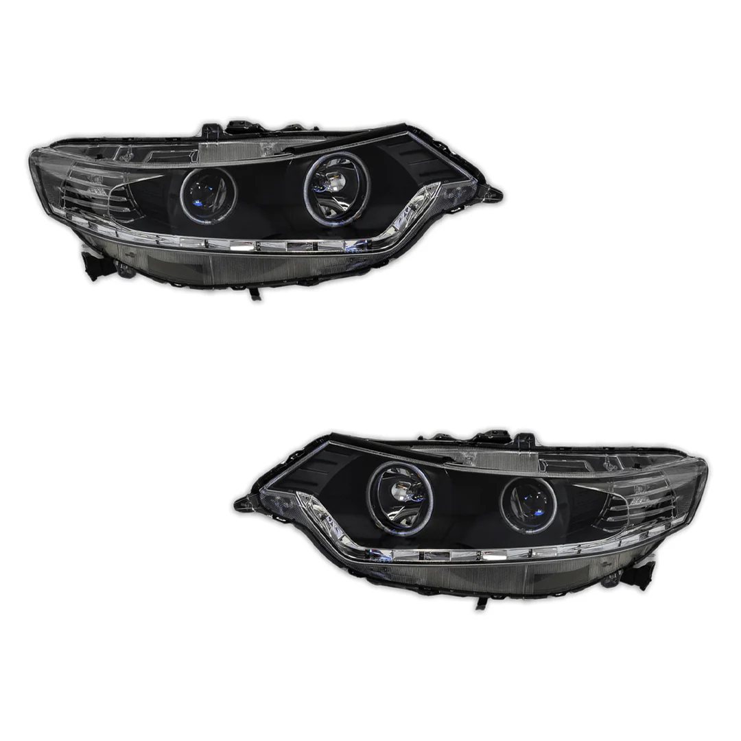 Honda Accord Euro CU (2008 - 2013) Black LED DRL & High Power Angel Eyes Style Projector Headlights LH + RH - Image 7