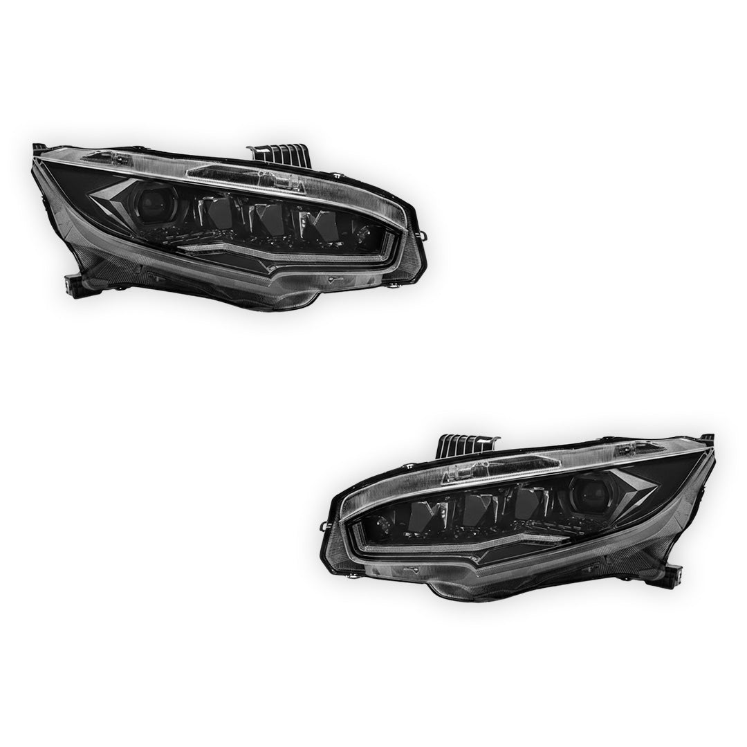 Honda Civic FC / FK (2016 - 2021) Black LED DRL Purple Projector Headlights LH + RH - Image 7