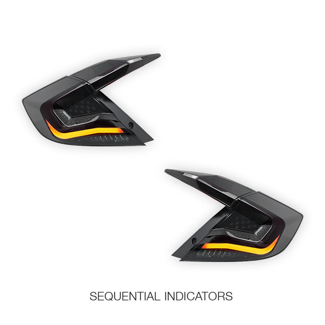 Honda Civic FC Sedan (2016 - 2018) Sequential Smoked LED Tail Lights LH + RH - Image 4