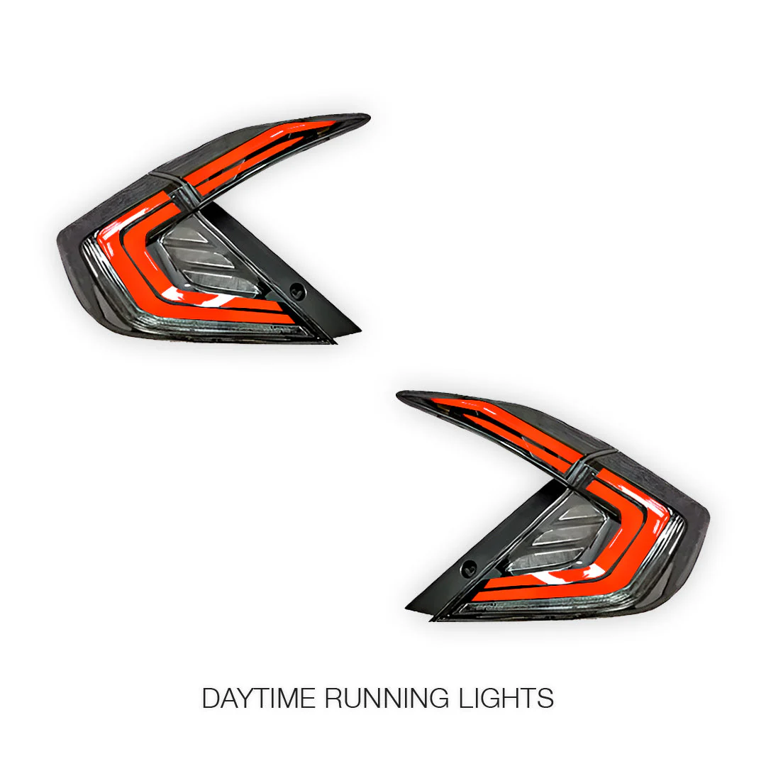 Honda Civic FK4 / FK7 / FK8 (2016 - 2018) Clear Sequential LED Tail Lights LH + RH - Image 2