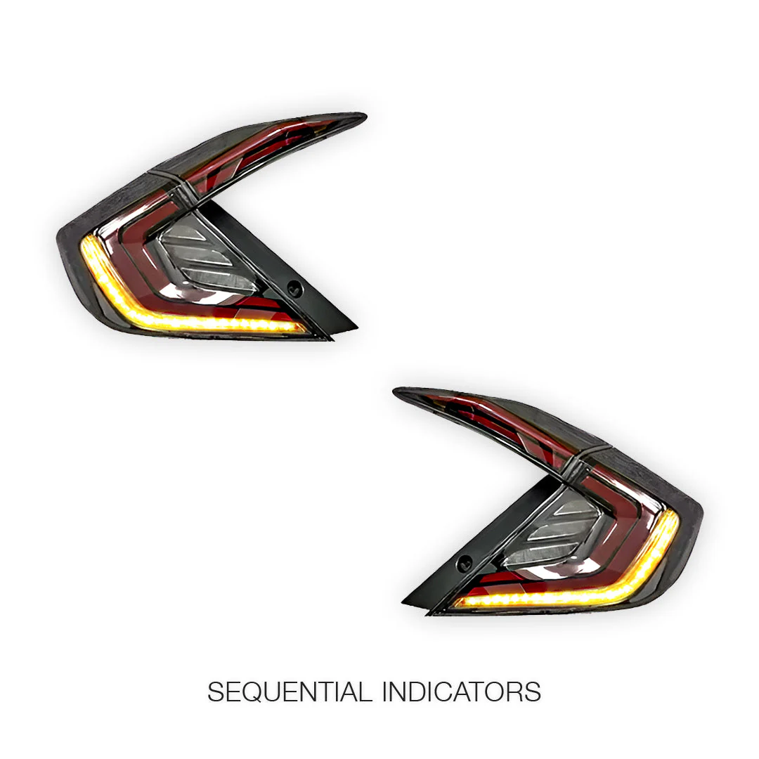 Honda Civic FK4 / FK7 / FK8 (2016 - 2018) Clear Sequential LED Tail Lights LH + RH - Image 3