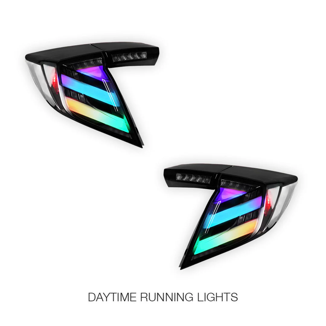 Honda Civic FK4 / FK7 / FK8 (2016 - 2019) Smoked RGB Sequential LED Tail Lights LH + RH - Image 2