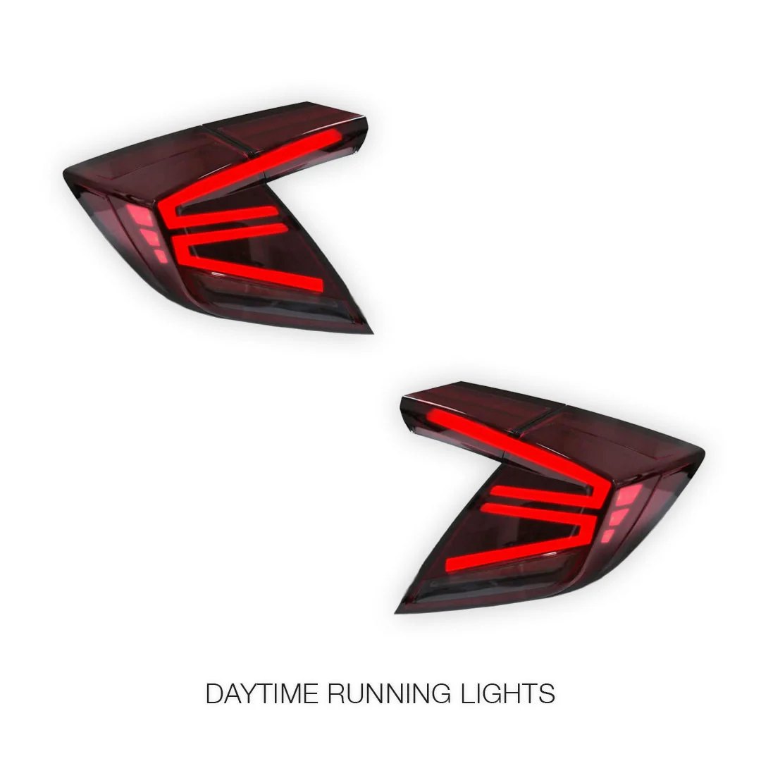 Honda Civic FK4 / FK7 / FK8 (2016 - 2020) Red Sequential LED Tail Lights LH + RH - Image 2