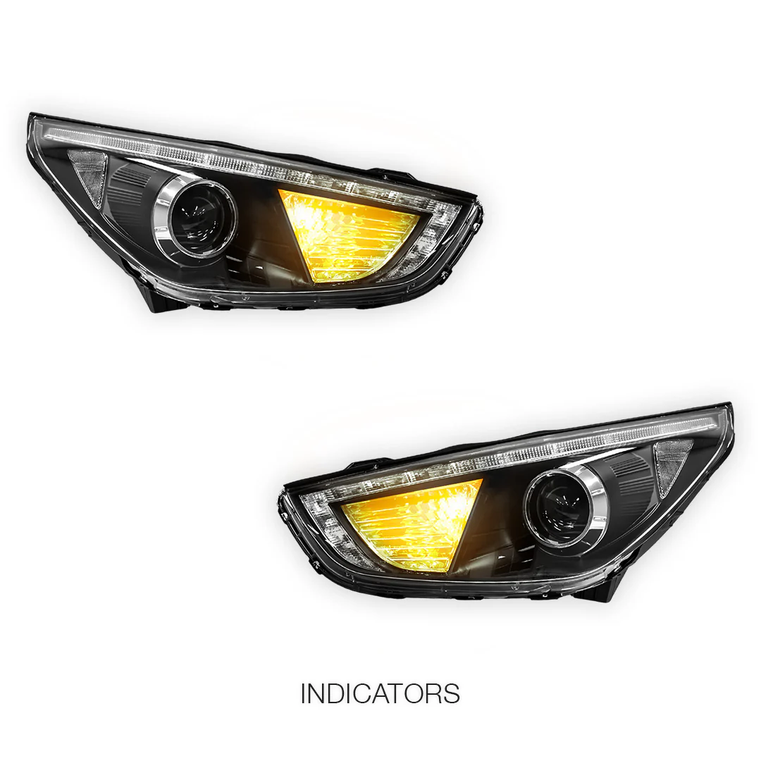 Hyundai ix35 LM (2010 - 2013) Black DRL Dual Beam Projector Headlights LH + RH - Image 3