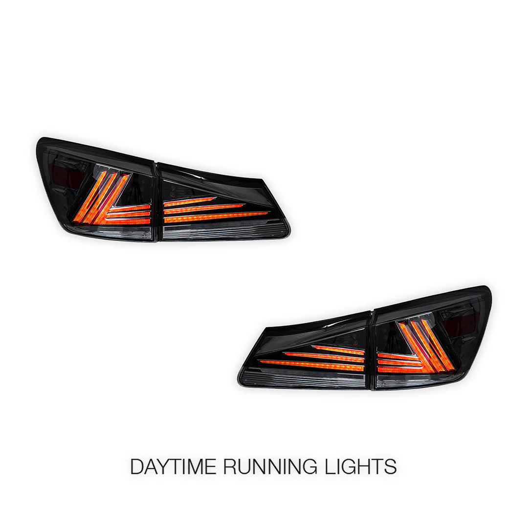 Lexus IS250 GSE20 (2006 - 2012) Sequential Smoked Full LED Tail Lights LH + RH - Image 2