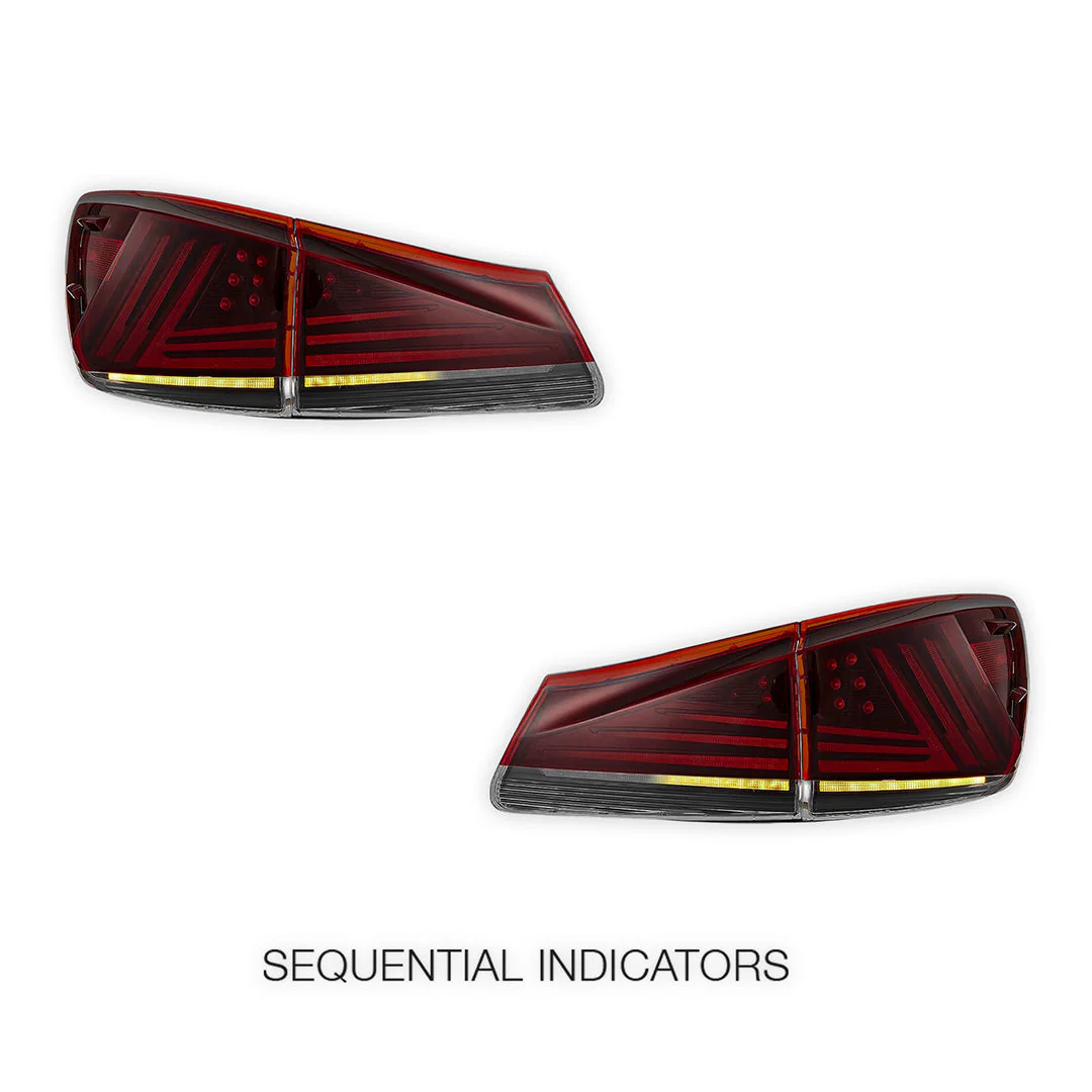 Lexus IS350 GSE21 (2006 - 2012) Sequential Red Full LED Tail Lights LH + RH - Image 4