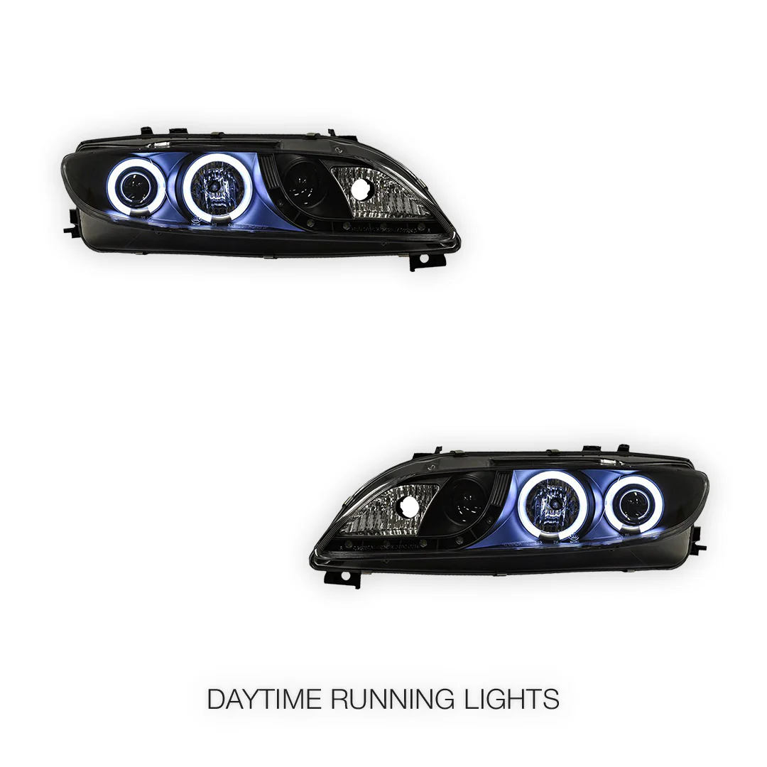Mazda 6 GG / GY (2002 - 2007) LED DRL CCFL Angel-Eyes Projector Headlights LH + RH - Image 3