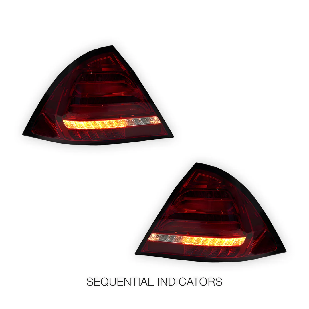 Mercedes-Benz C-Class W203 (2005 - 2007) Clear Red Sequential 3D LED Stripe Bar Tail Lights LH + RH - Image 5