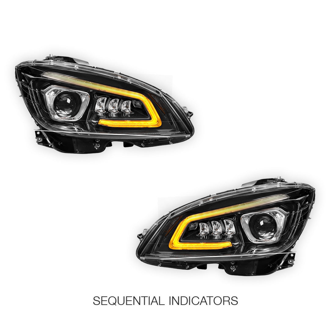 Mercedes-Benz C-Class W204 (2008- 2011) Xenon Laser LED DRL Projector Headlights LH + RH - Image 4