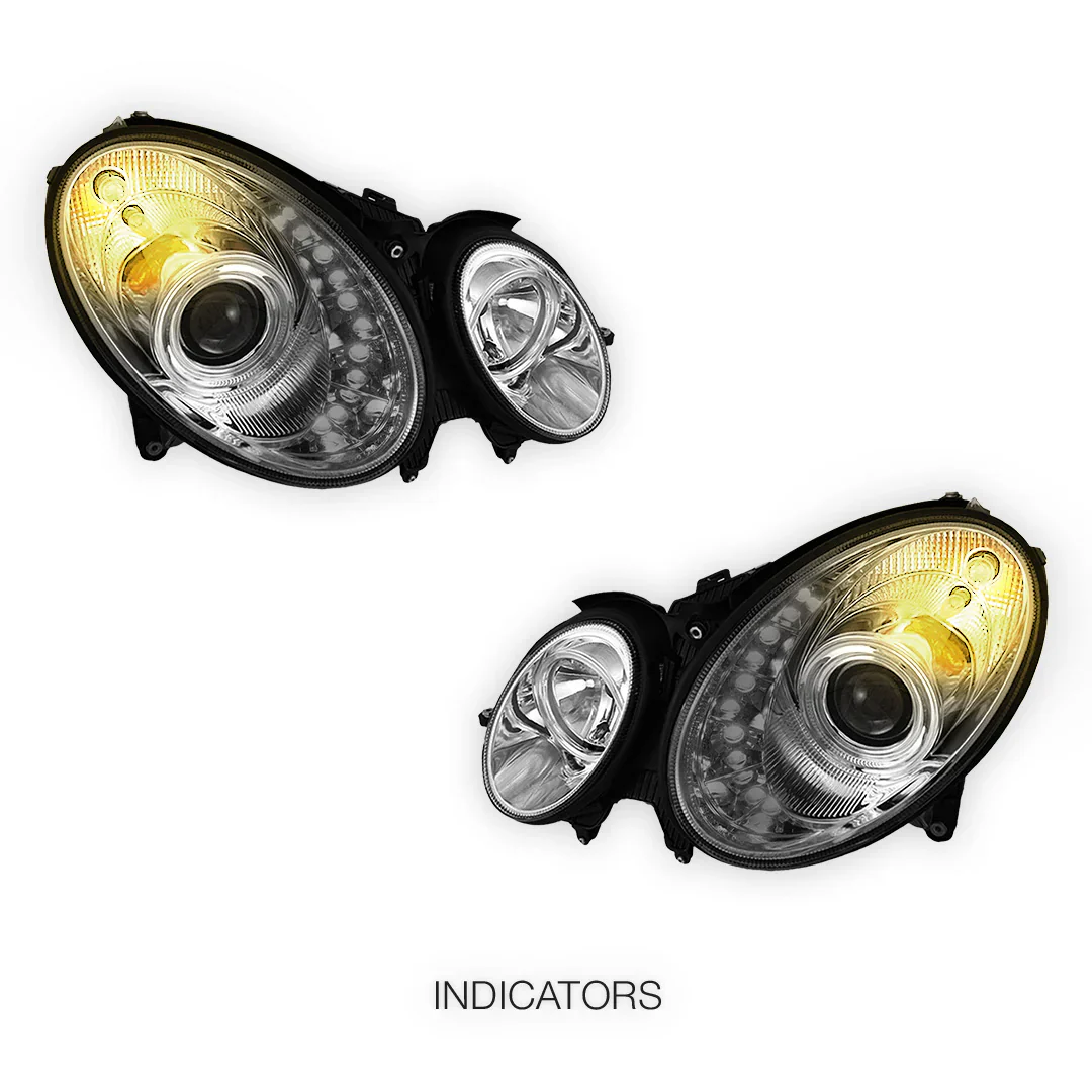 Mercedes-Benz E-Class W211 (2003 - 2008) Crystal DRL LED Projector Headlights LH + RH - Image 3