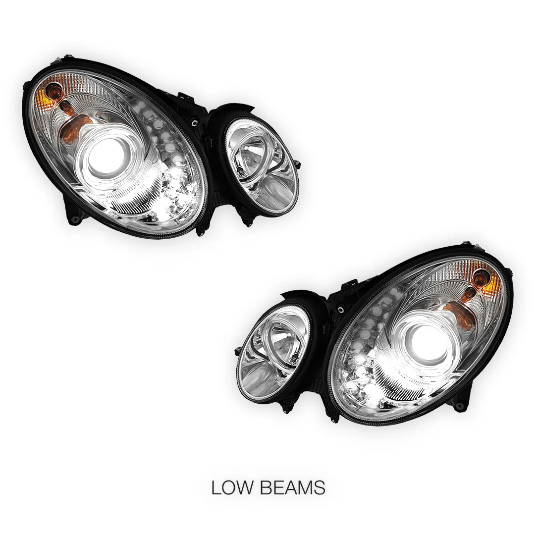Mercedes-Benz E-Class W211 (2003 - 2008) Crystal DRL LED Projector Headlights LH + RH - Image 4