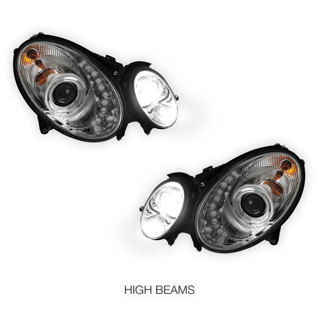 Mercedes-Benz E-Class W211 (2003 - 2008) Crystal DRL LED Projector Headlights LH + RH - Image 5