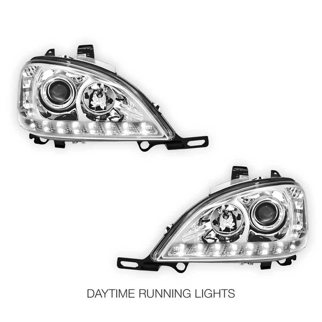 Mercedes-Benz ML-Class W163 (1998 - 2001) Crystal Clear LED DRL Day Time Projector Headlights LH + RH - Image 2