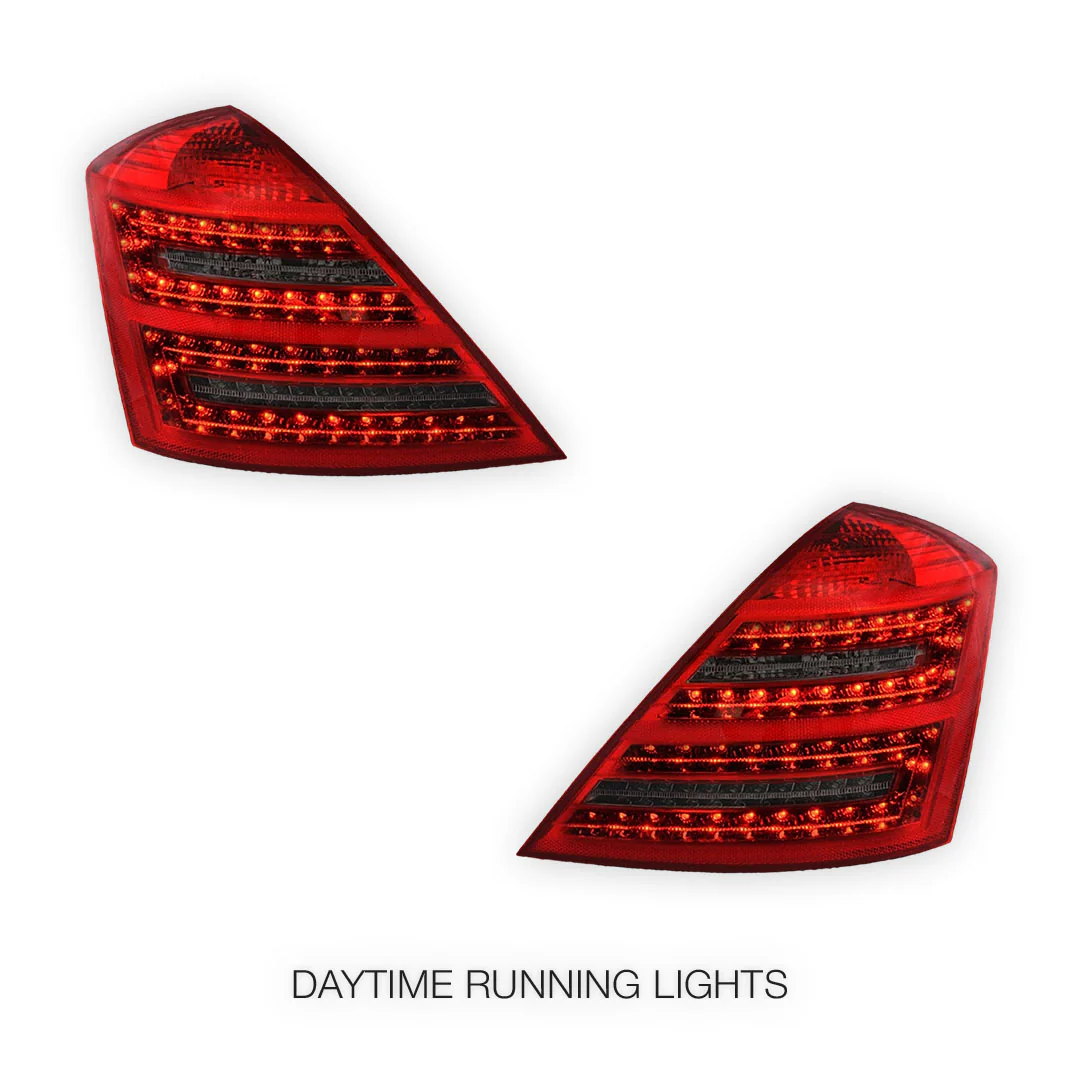 Mercedes-Benz S-Class W221 (2006 - 2009) Smoked Red LED Tail Lights LH + RH - Image 3