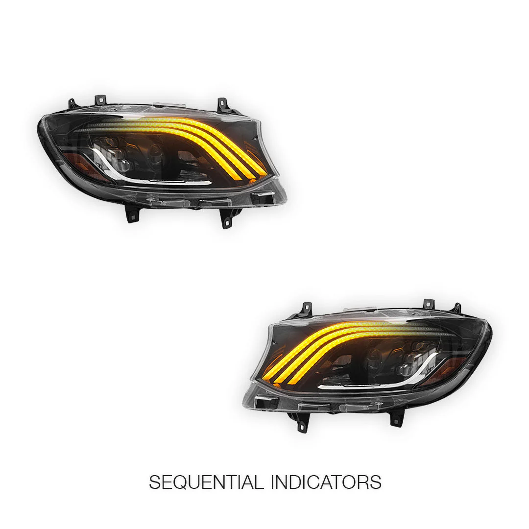 Mercedes-Benz Sprinter W907 (2019 - 2024) LED Sequential Projector Headlights LH + RH - Image 3
