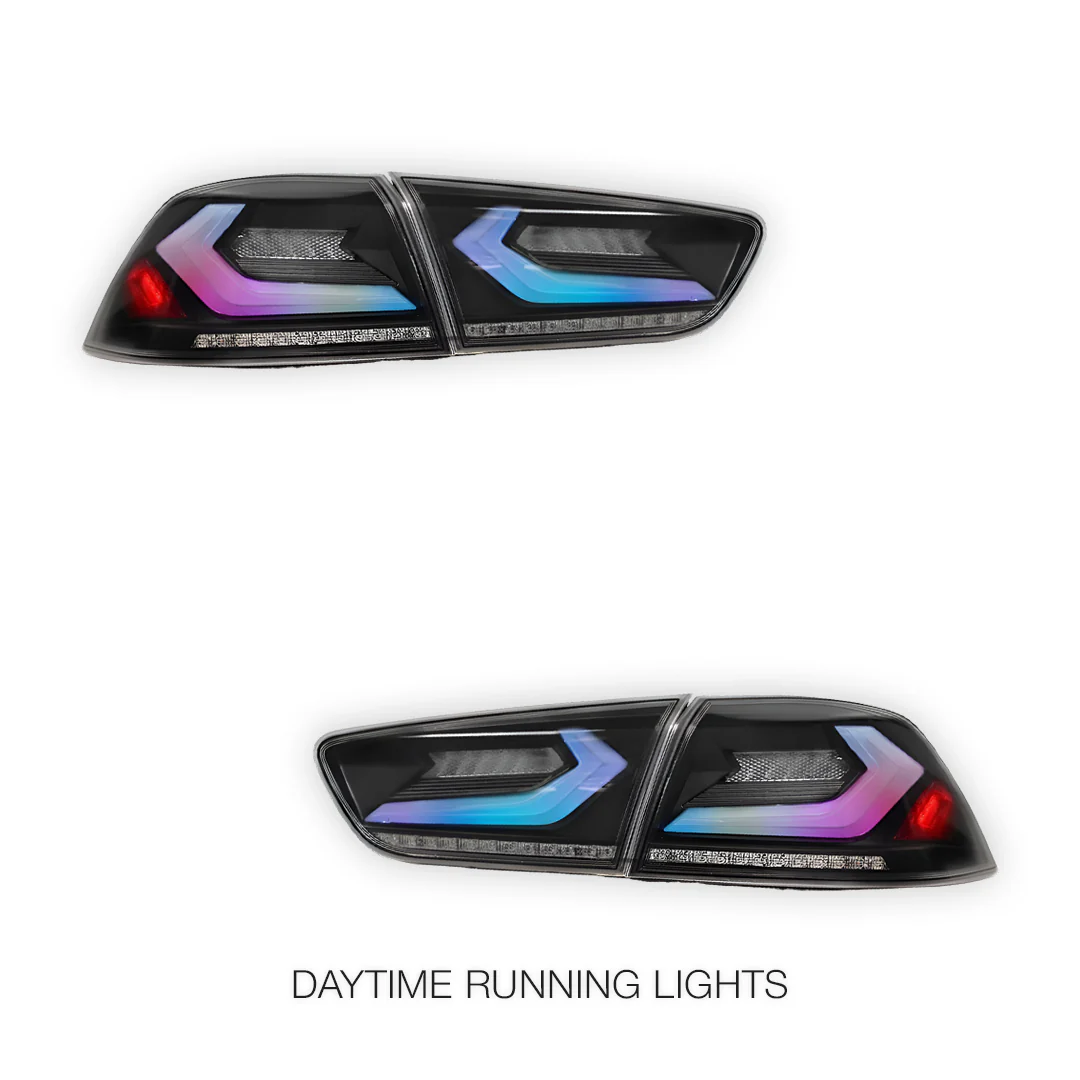 Mitsubishi Lancer Evo X / CJ / CF (2008 - 2018) Smoked 3D RGB Sequential Tail Lights LH + RH - Image 3
