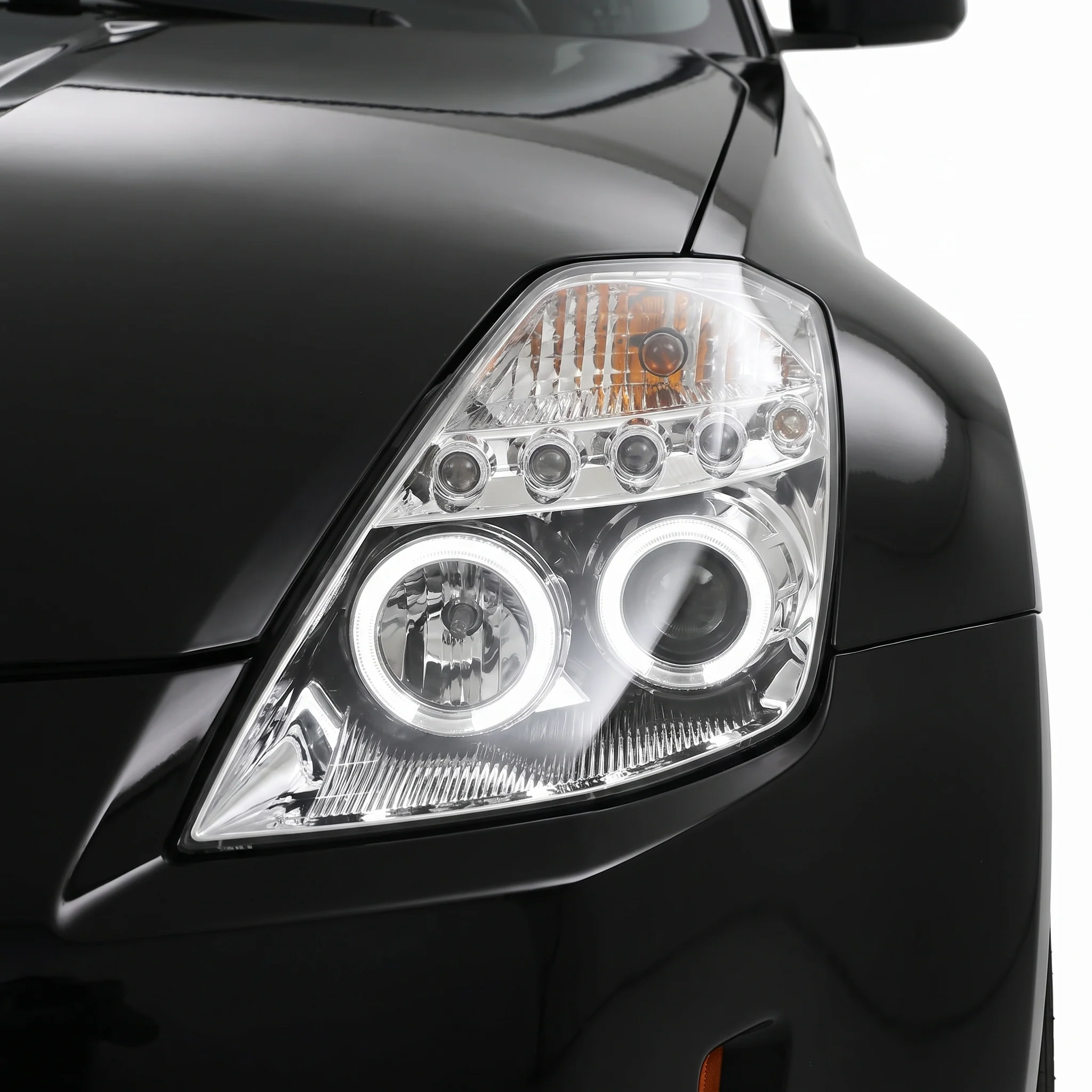 Nissan 350Z Z33 Series 1 (2003 - 2005) Crystal Clear Angel Eyes Projector Headlights LH + RH - Image 2