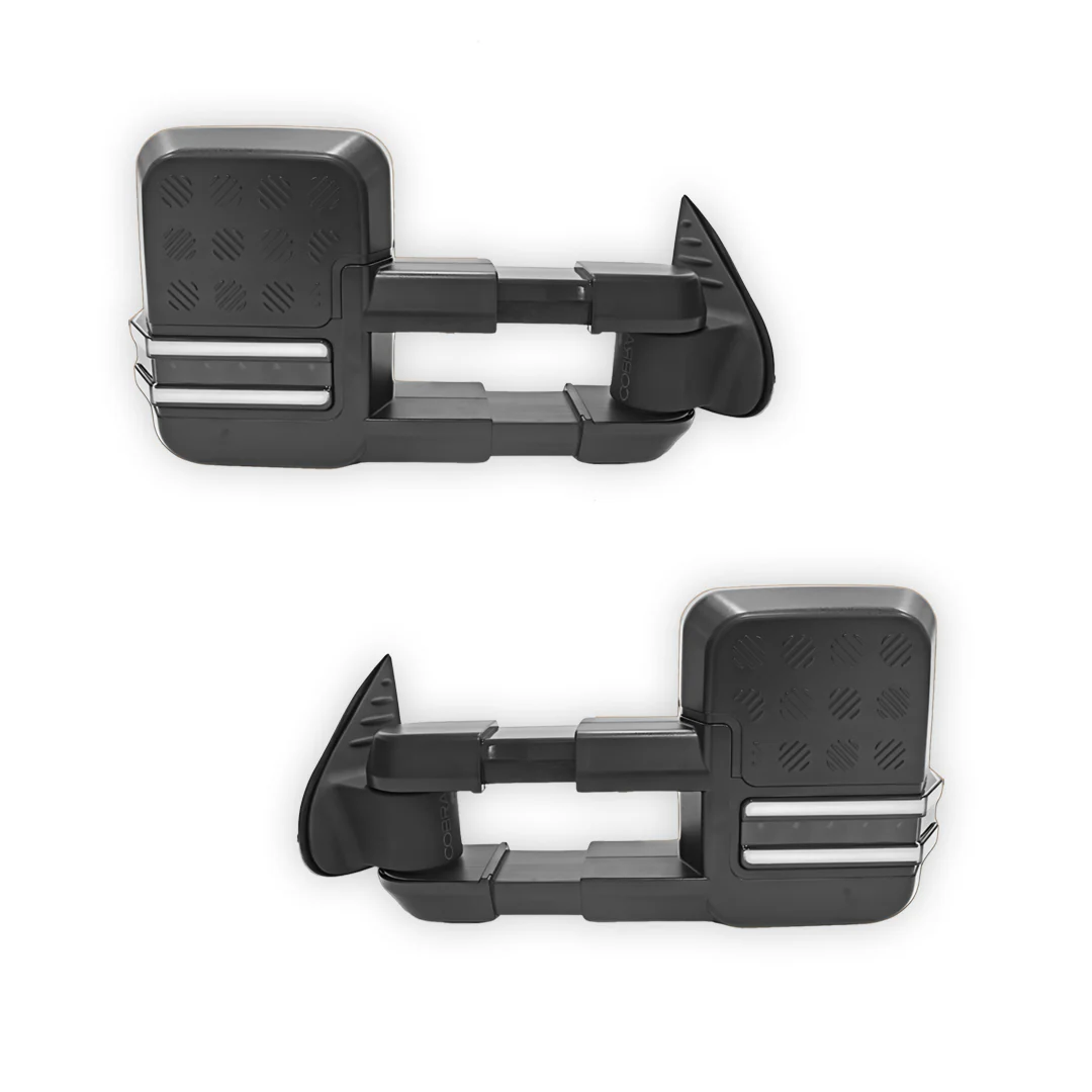 Nissan Navara D23 NP300 (2015 - 2025) Black Electric LED Indicators Extendable Towing Side Mirrors LH + RH - Image 3