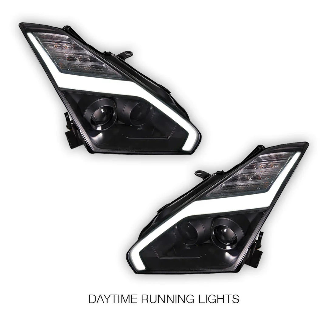 Nissan GT-R R35 (2007 - 2013) Crystal Eye Update Style DRL With LED Sequential Indicators Headlights LH + RH - Image 3