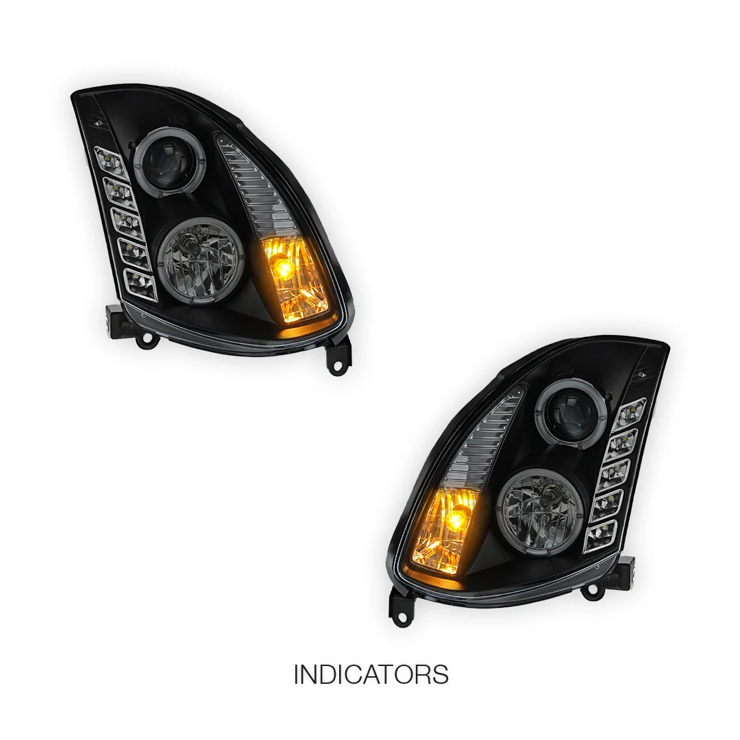 Nissan Skyline V35 Coupe (2003 - 2008) Black LED DRL Projector Headlights LH + RH - Image 3