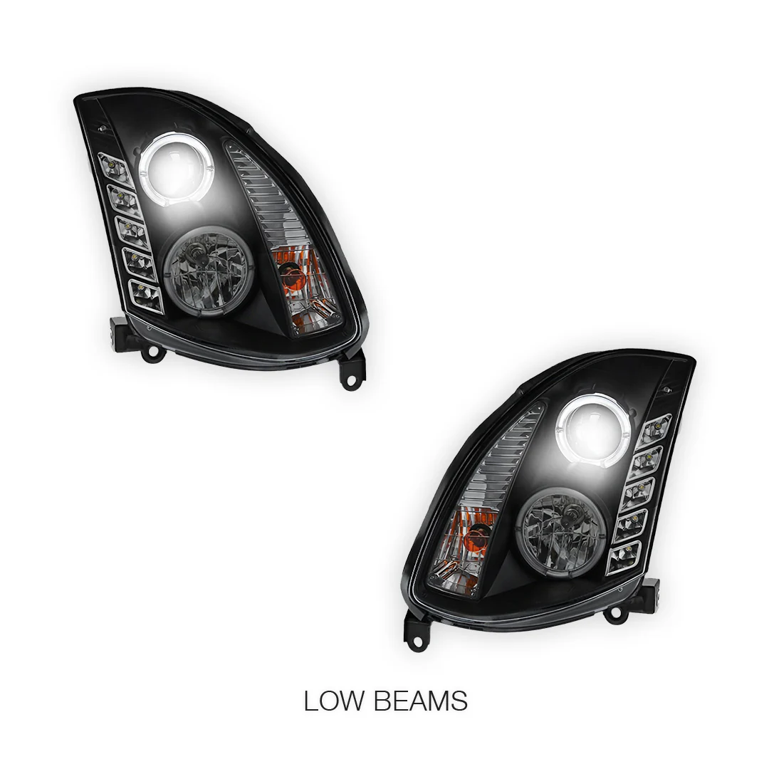 Nissan Skyline V35 Coupe (2003 - 2008) Black LED DRL Projector Headlights LH + RH - Image 4