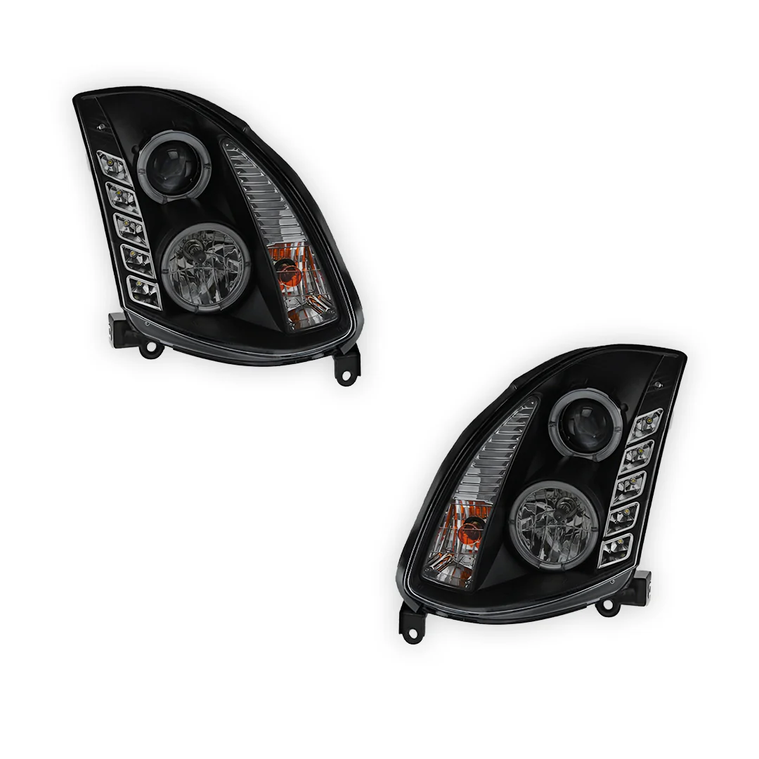 Nissan Skyline V35 Coupe (2003 - 2008) Black LED DRL Projector Headlights LH + RH - Image 6