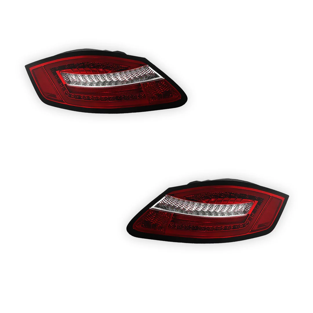 Porsche Boxter 987 Series (2005 - 2008) Clear Red Sequential LED 3D Stripe Bar Tail Lights LH + RH - Image 6