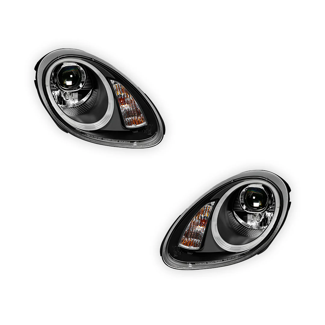 Porsche Cayman 987 Series 1 (2005 - 2008) Black DRL LED Projector Headlights LH + RH - Image 6