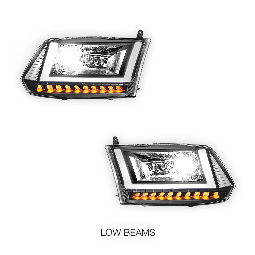 RAM 1500 Classic (2019 - 2024) U-LED DRL Sequential Signal Headlights LH + RH - Image 4