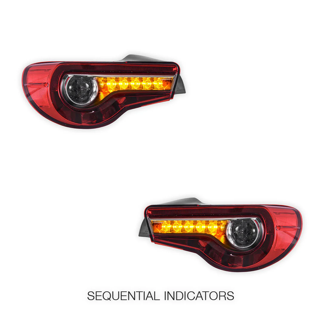 Subaru BRZ / ZC6 1st Gen. (2012 - 2021) Sequential Clear Red Full LED Tail Lights LH + RH - Image 4