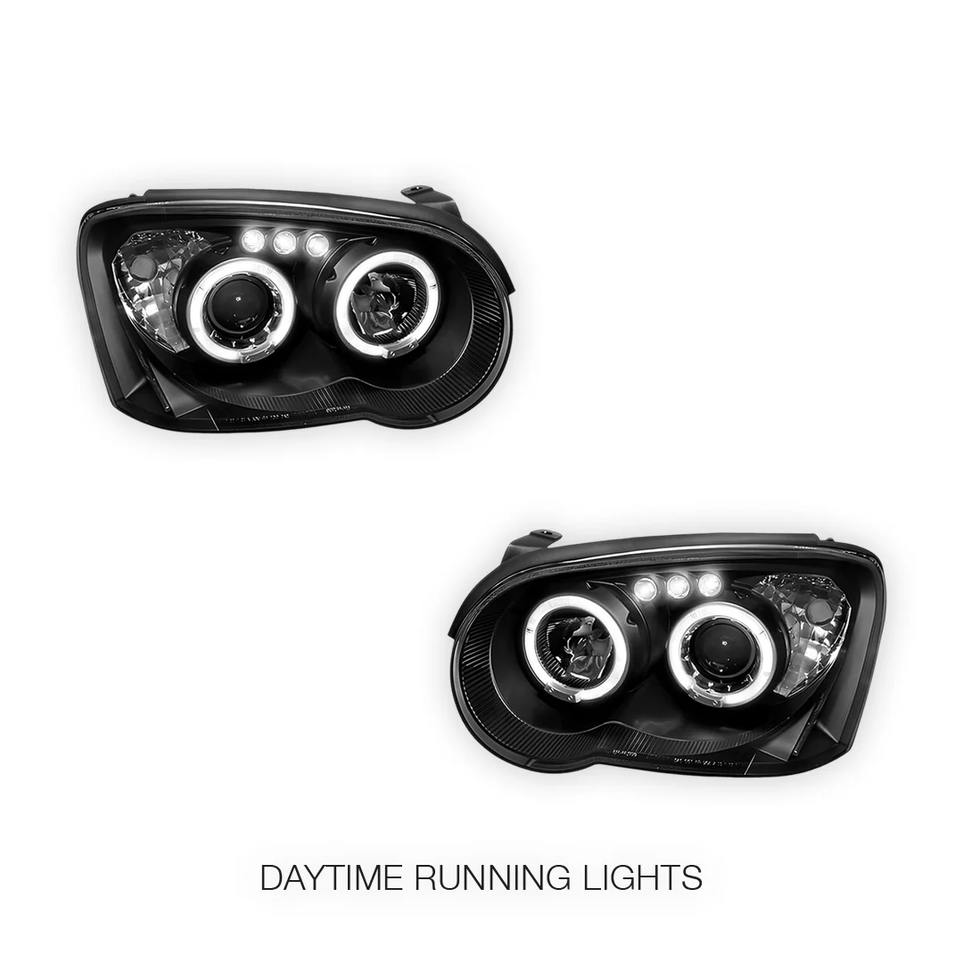 Subaru Impreza WRX STI Sedan / Wagon Blobeye (2003 - 2005) Black Angel Eyes Projector Headlights LH + RH - Image 2