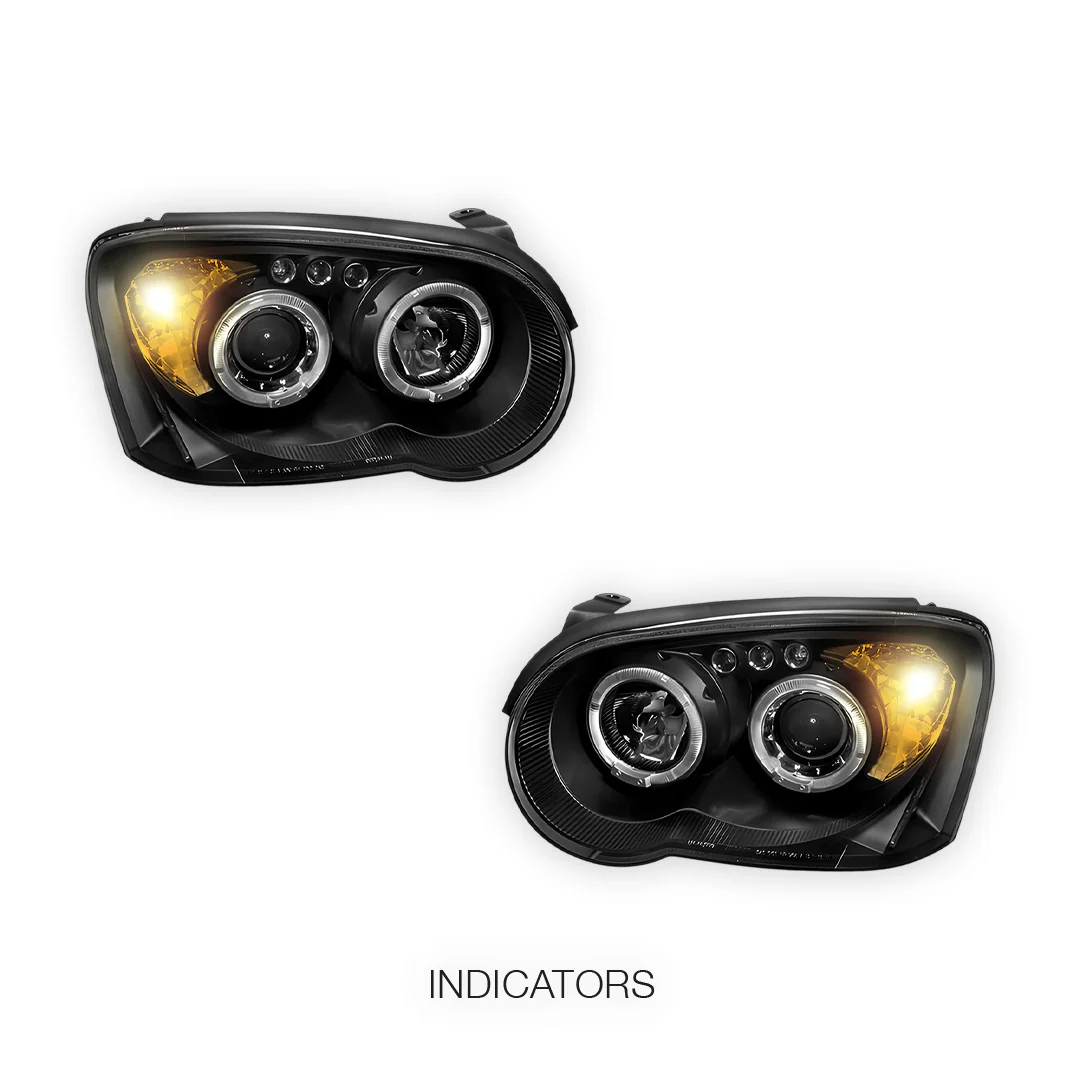 Subaru Impreza WRX STI Sedan / Wagon Blobeye (2003 - 2005) Black Angel Eyes Projector Headlights LH + RH - Image 3