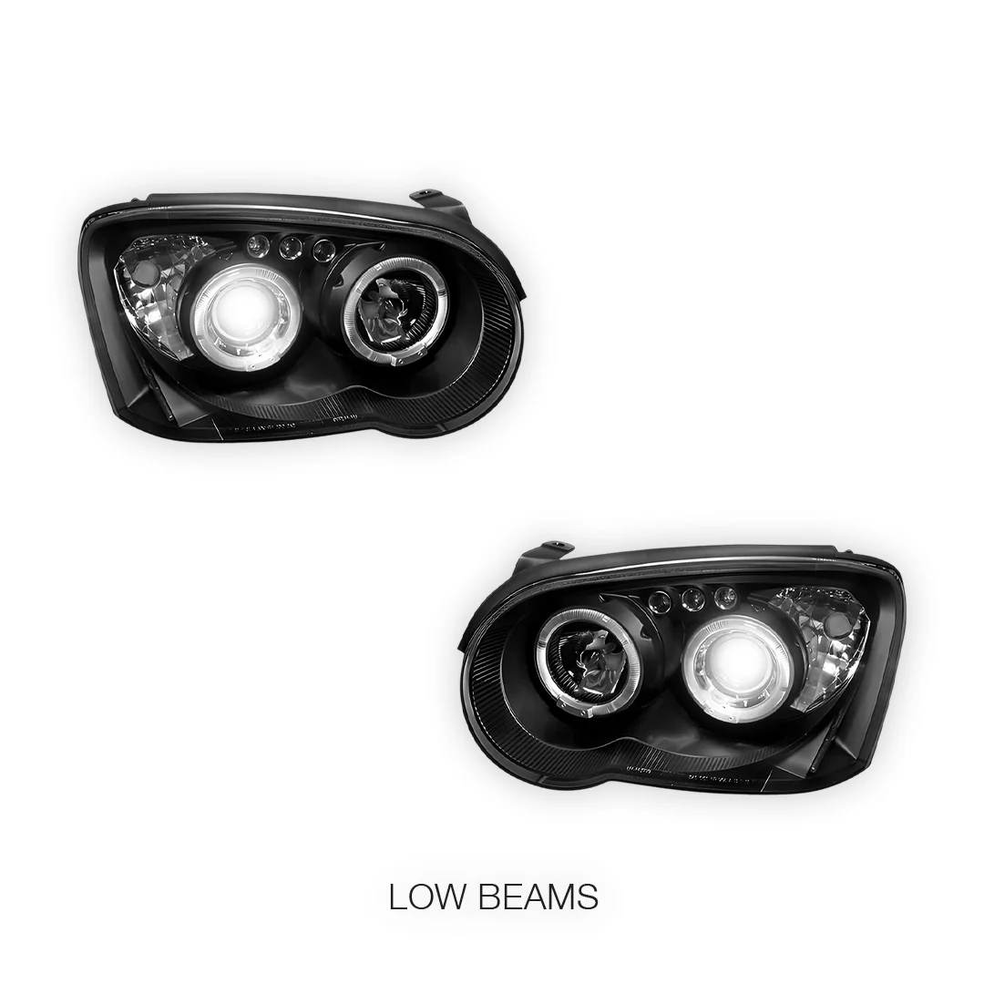 Subaru Impreza WRX STI Sedan / Wagon Blobeye (2003 - 2005) Black Angel Eyes Projector Headlights LH + RH - Image 4